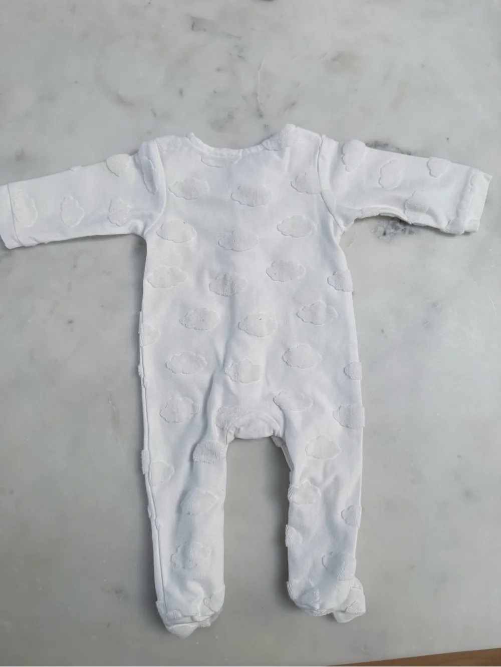 Jacadi White Cloud Embossed Footed One-Piece